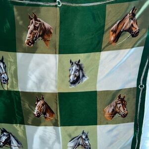 Horse Silk Scarf in Green White Brown Equestrian.

Beautiful condition